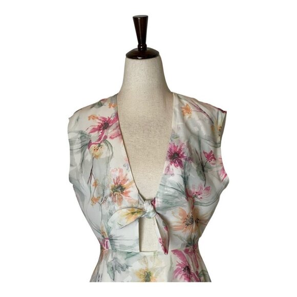 Yumi Kim Ivory Spring Fling Floral Tie Bodice Reminisce Midi Dress‎ Size S - Picture 4 of 8